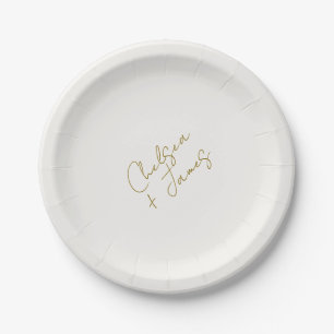 Assiettes En Carton Mariage minimaliste blanc et vert olive