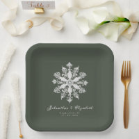Mariage minimaliste de flocon de neige | Green