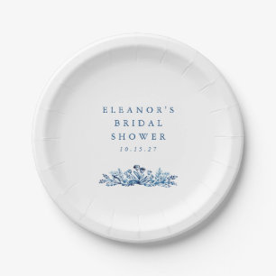 Assiettes En Carton Mariage Minimaliste Encre Bleue Indigo Botanique