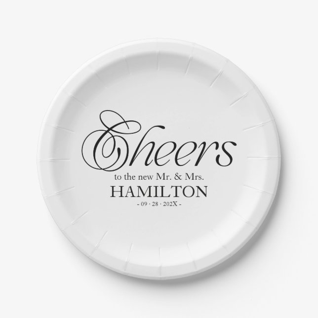 Assiettes En Carton Mariage minimaliste moderne Cheers (Devant)