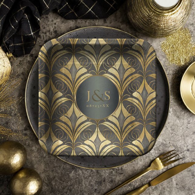 Assiettes En Carton Mariage Motif Glam Art Deco ID1033 (Créateur téléchargé)