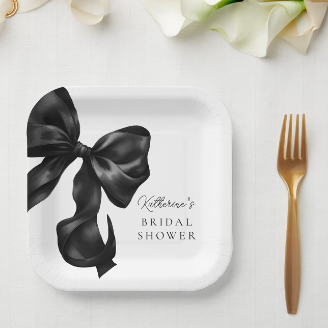 Assiettes En Carton Mariage Noir Ruban Nuptial (Créateur téléchargé)