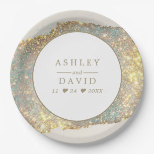 Assiettes En Carton Mariage Paillettes Iridescent Moderne