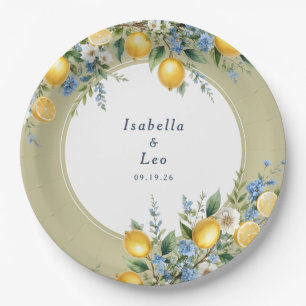 Assiettes En Carton Mariage personnalisé au citron Amalfi méditerranée