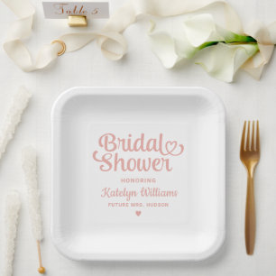 Assiettes En Carton Mariage Personnalisé en Or Rose pour la Fête de Fi