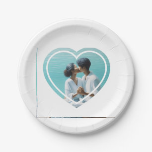 Assiettes En Carton Mariage photo personnalisé en forme de coeur