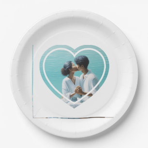 Assiettes En Carton Mariage photo personnalisé en forme de coeur