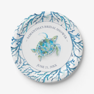 Assiettes En Carton Mariage plage Aquarelle Fête des mariées de tortue