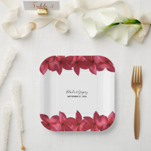Assiettes En Carton Mariage Red Plumeria Frangipani