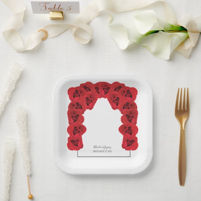 Assiettes En Carton Mariage Red Roses (Mariage)
