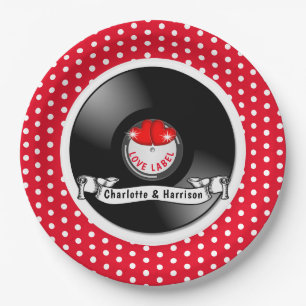 Assiettes En Carton Mariage Retro Rockabilly Hearts