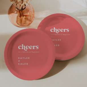 Assiettes En Carton Mariage Rose Chaud Été Rétro
