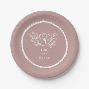 Assiettes En Carton Mariage rose floral