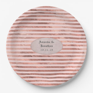 Assiettes En Carton Mariage rose Gold et Blush Foil