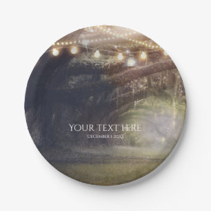 Assiettes En Carton Mariage Rustique Bois Forêt Enchantée & Lumières