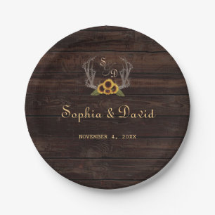 Assiettes En Carton Mariage rustique Sunflower Antlers