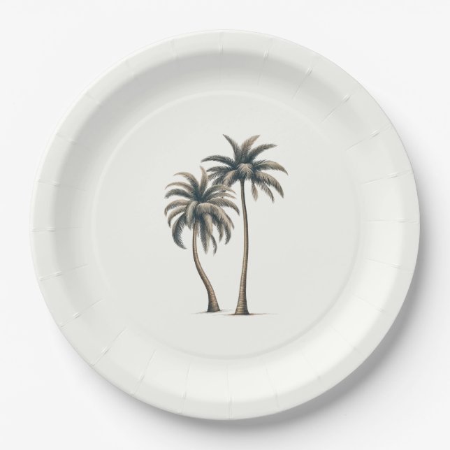 Assiettes En Carton Mariage rustique sur le thème tropical et côtier a (Devant)