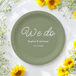 Assiettes En Carton Mariage Sage Vert Blanc Nous faisons