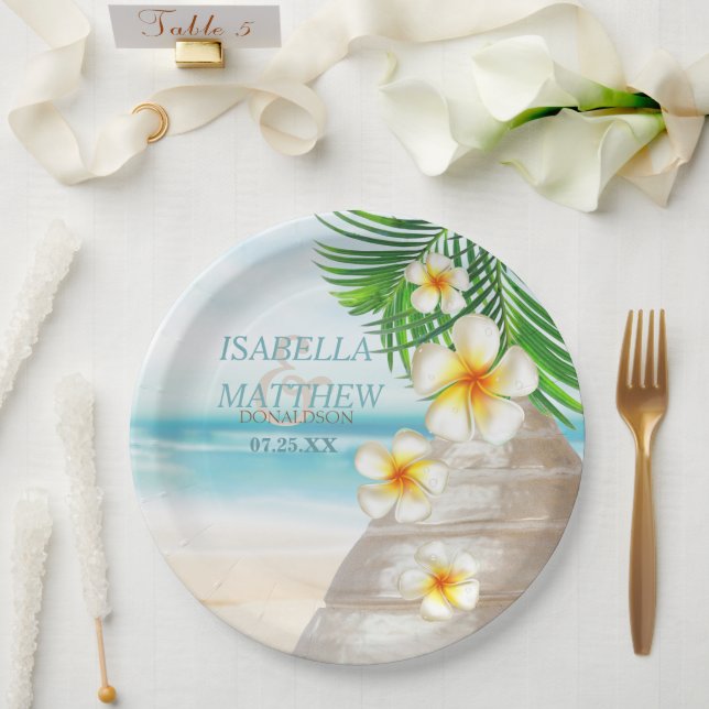 Assiettes En Carton Mariage sur la plage (Mariage)