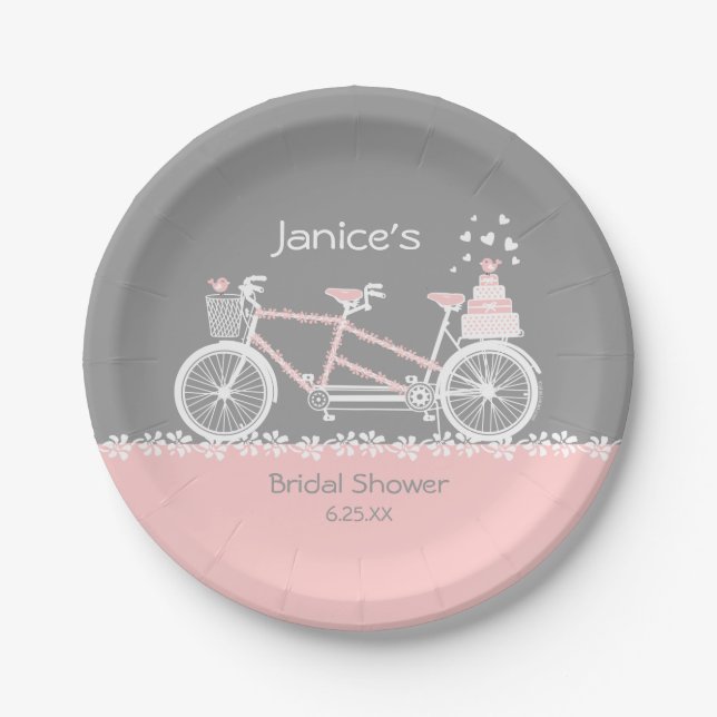 Assiettes En Carton Mariage tandem de bicyclette (Devant)
