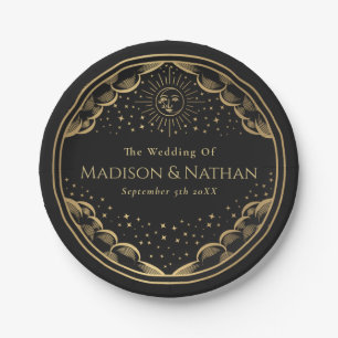 Assiettes En Carton Mariage Tarot Sun et Moon