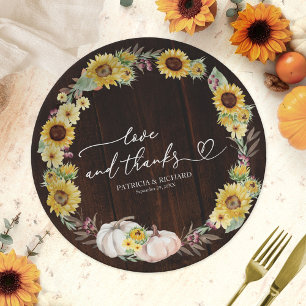 Assiettes En Carton Mariage Tournesol Citrouille Amour Et Remerciement