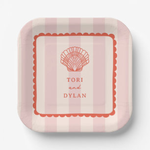 Assiettes En Carton Mariage Tropical Pink Striped