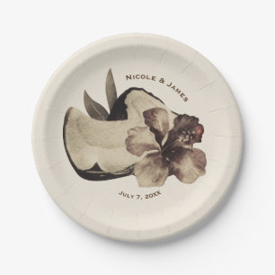 Assiettes En Carton Mariage Tropical Vintage Coco et Hibiscus