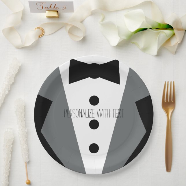 Assiettes En Carton Mariage Tuxedo (Mariage)