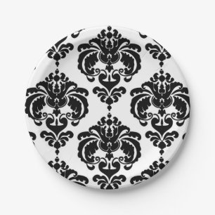 Assiettes En Carton Mariage Vintage Fête de Mariage au motif Damassé N