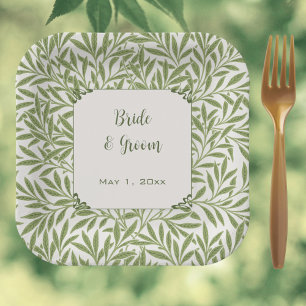 Assiettes En Carton Mariage Vintage, motif feuilles de saule victorien