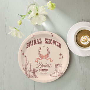Assiettes En Carton Mariage western rétro Cowgirl personnalisé