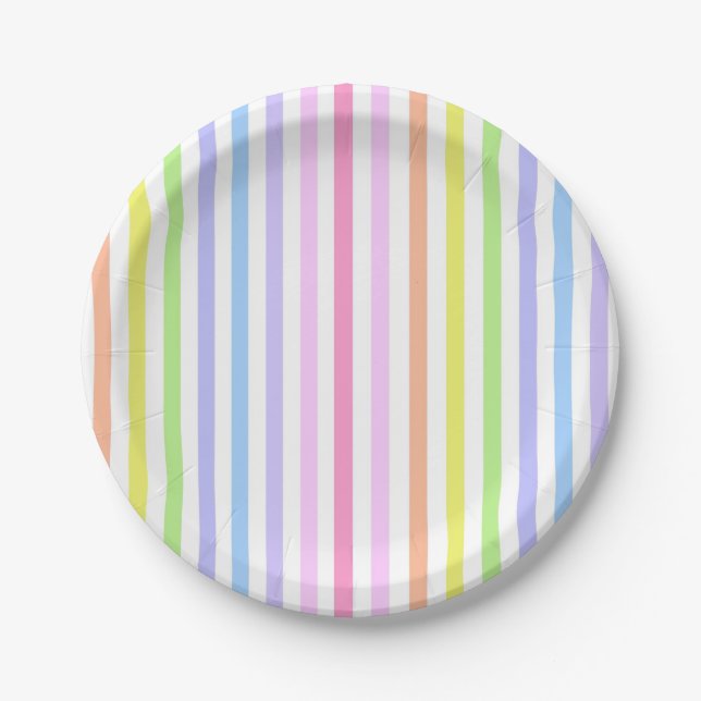Assiettes En Carton Marie Antoinette bonbons rayures pastels français (Devant)