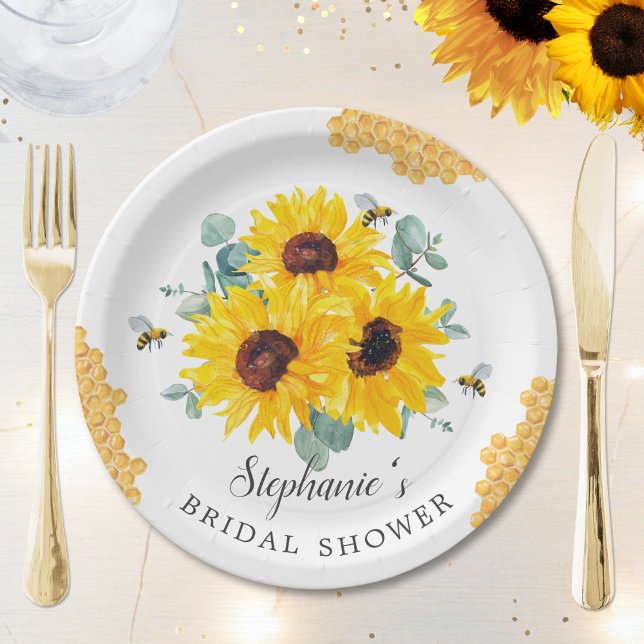 Assiettes En Carton Mariée à devenir nid d'abeille tournesol Fête de m (Créateur téléchargé)