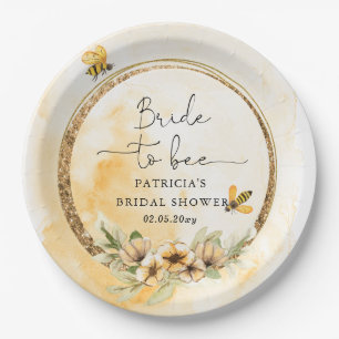 Assiettes En Carton Mariée à l'abeille Abeille Fleurie Enterrement de 