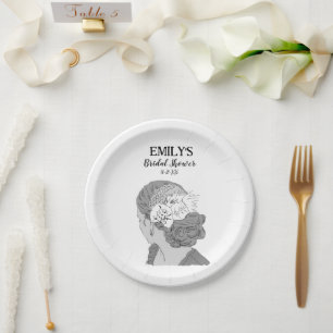 Assiettes En Carton Mariée Blonde Fleurs Bienvenue Enterrement de Vie