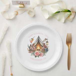 Assiettes En Carton Mariée de camping rustique personnalisée
