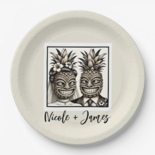 Assiettes En Carton Mariée et chambre Aloha Pineapple Tiki Mariage