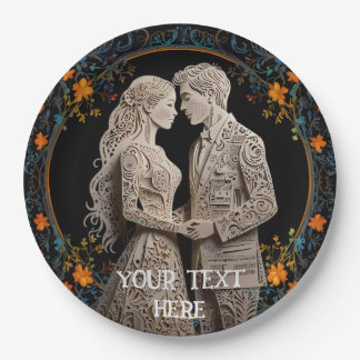 Assiettes En Carton Mariés Personnalisés pour Mariage