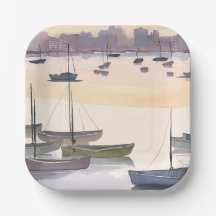 Marina pour bateaux | Baie océanique aquarelle