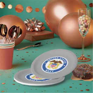 Assiettes En Carton Marine américaine   Officier Crest