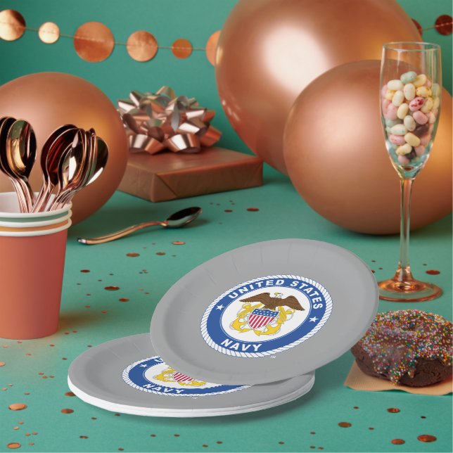 Assiettes En Carton Marine américaine | Officier Crest (Multi)