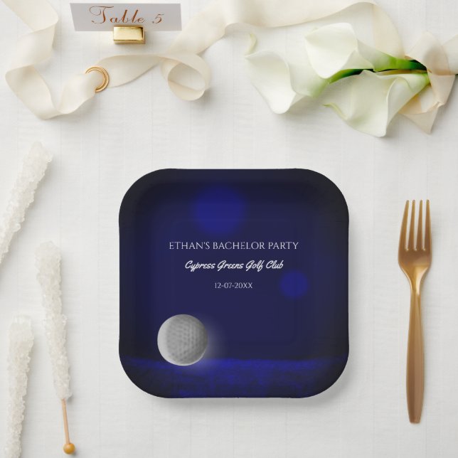 Assiettes En Carton Marine Blue golf - golfeurs bachelor partie de gol (Mariage)