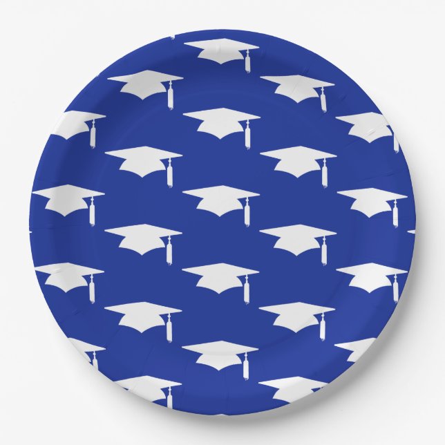 Assiettes En Carton Marine Blue Graduation Caps Motif - Graduation (Devant)
