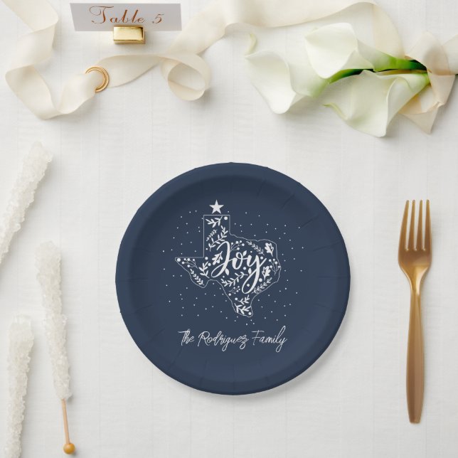Assiettes En Carton Marine Blue Joy Vacances Feuilles Texas Shape (Mariage)