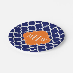 Assiettes En Carton Marine Blue Wt Chevron Citrouille Quatrefoil 3 Mon