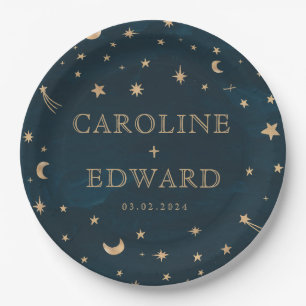 Assiettes En Carton Marine Mystical Gold Stars Mariage d'astronomie de