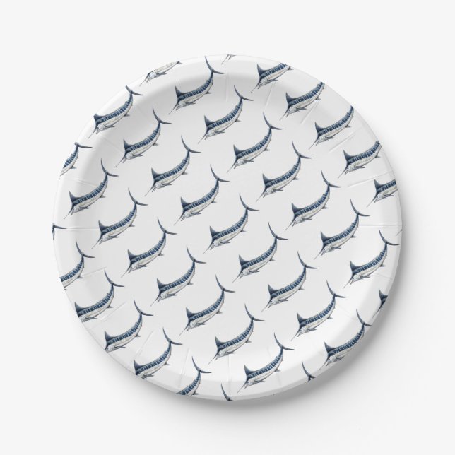 Assiettes En Carton Marlin azul-redbubble (Devant)