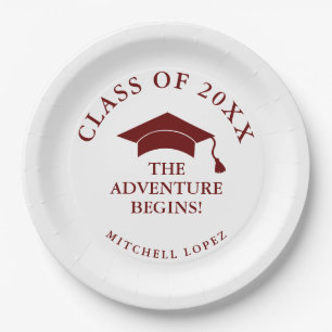 Assiettes En Carton Maroon Adventure commence la graduation