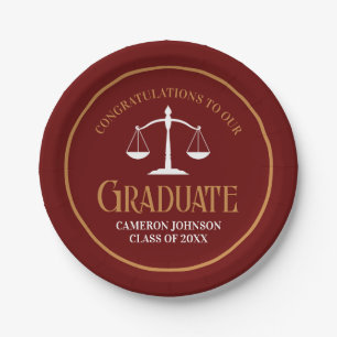 Assiettes En Carton Maroon Gold Law School Graduation Party